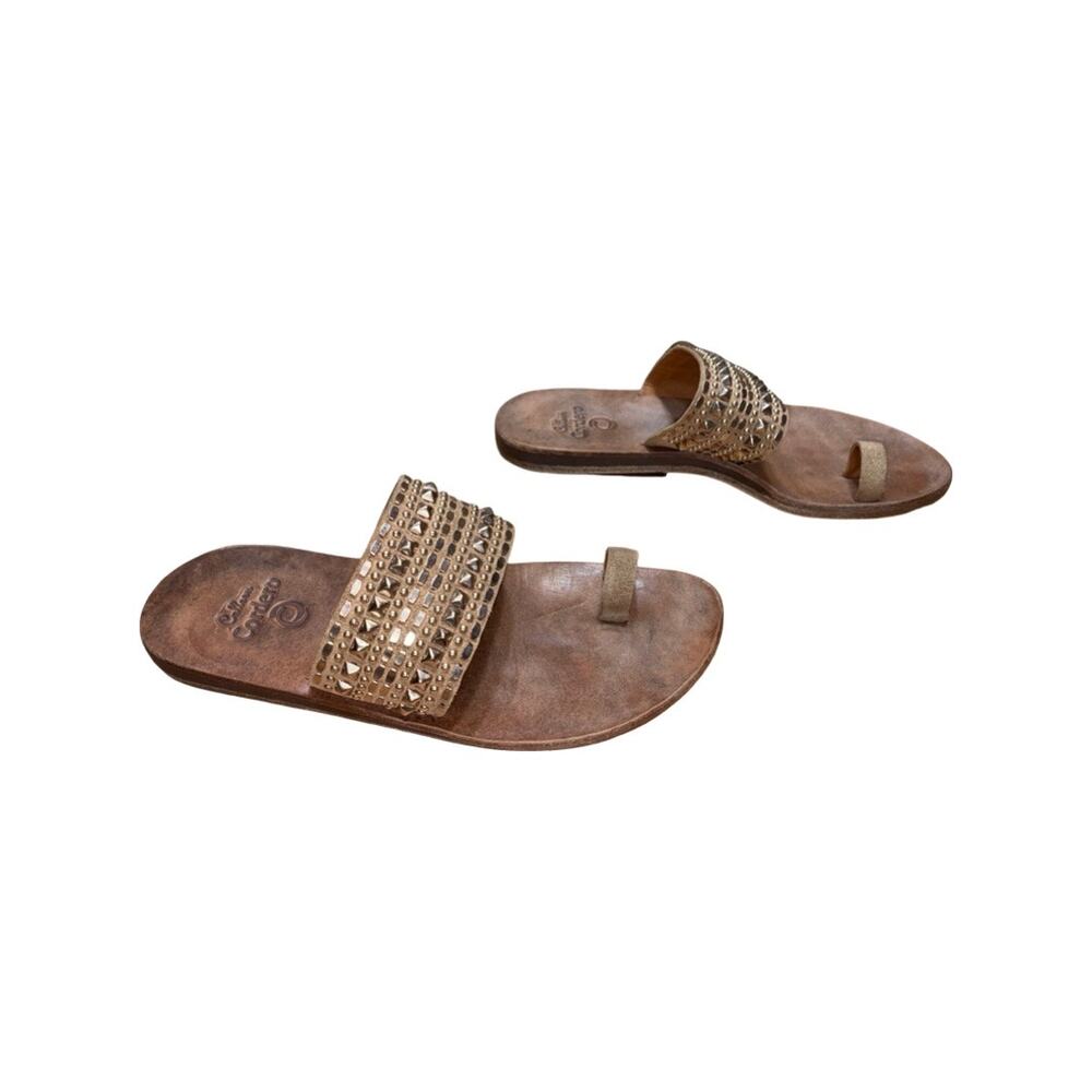 Calleen Cordero Tetra Brown Metal Studded Sandals Size: US 9 - Picture 3 of 6